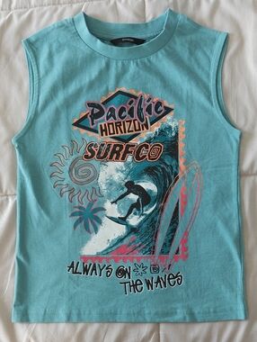 George Teal Surf Graphic Tank Top Kids sleevles size 6-7 years